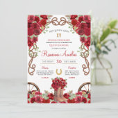 Rode rustieke Westerne Charro Cowboy laarzen Quinc Kaart (Staand voorkant)