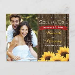 RODE RUSTIEKE ZONNEBLOEM SAVE THE DATE BRIEFKAART