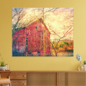 RODE RUSTISCHE AFDRUKTE BARN OP STRETCHTE CANVAS (Insitu (Woonkamer))