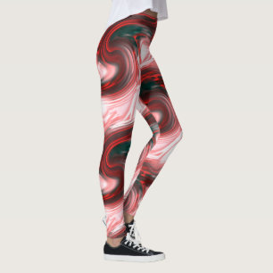 Rode S-curven, penseelstreken en roomroze glas T Leggings