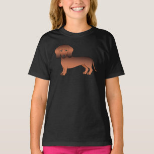 Rode Sable Gladharige Dachshond Schattige Cartoon T-shirt