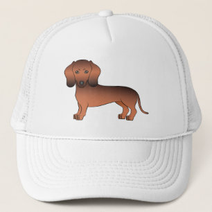 Rode Sable Gladharige Dachshund Honden Illustratie Trucker Pet