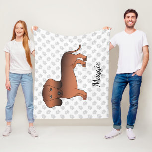 Rode Sable Kortharige Dachshund Cartoon Hond & Naa Fleece Deken
