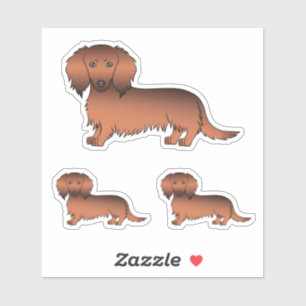 Rode Sable Langharige Dachshond Cartoon Honden Sticker