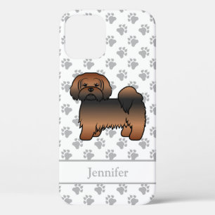 Rode Sable Lhasa Apso Cartoon Hond & Naam iPhone 12 Hoesje