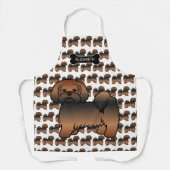 Rode Sable Lhasa Apso Cartoon Hond & Naam Schort (Voorkant)