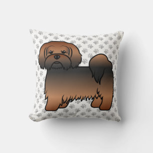 Rode Sable Lhasa Apso Cartoon Hond & Pooten Kussen