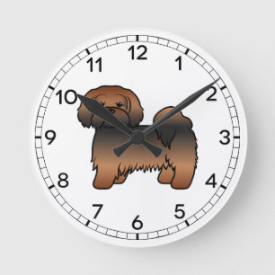 Rode Sable Lhasa Apso Schattige Cartoon Hond Ronde Klok