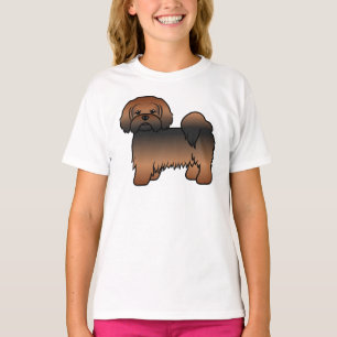 Rode Sable Lhasa Apso Schattige Cartoon Hond T-shirt