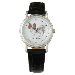 Rode Sable Papillon Cute Hond Met Aangepaste Naam Horloge