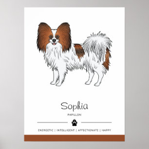 Rode Sable Papillon Cute Hond Met Aangepaste Tekst Poster