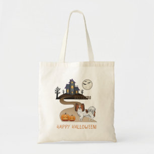 Rode Sable Papillon Hond En Halloween Spokenhuis Tote Bag