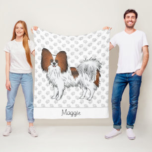 Rode Sable Papillon Hond Met Pootjes En Naam Fleece Deken