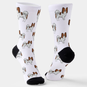 Rode Sable Papillon Mooie Cartoon Honden Patroon Sokken