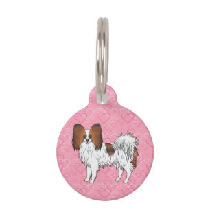 Rode Sable Papillon Schattige Cartoon Hond Op Roze Huisdierpenning