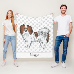 Rode Sable Phalène Cartoon Hond Met Aangepaste Tek Fleece Deken