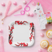 Rode Sakura bloesems schilderij papier Bord (Feest)