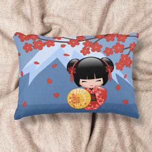 Rode Sakura Kokeshi-pop - Japanse Geisha Accent Kussen
