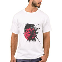 Rode Samurai Krijger Inkt Kunst T-shirt | Japanse