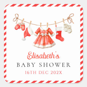 Rode Santa Baby Baby Shower Vierkante Sticker