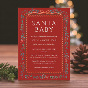 Rode Santa Baby Boog Kerstmis Baby Shower Kaart