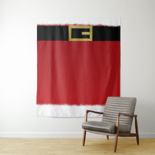 Rode Santa Claus riem & witte bont Kerstvakantie Wandkleed