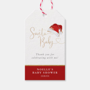 Rode Santa Hat Kerstmis Santa Baby Baby shower Cadeaulabel