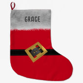 Rode Santa pak riem monogrammed Traditioneel Kinde Grote Kerstsok (Voorkant)