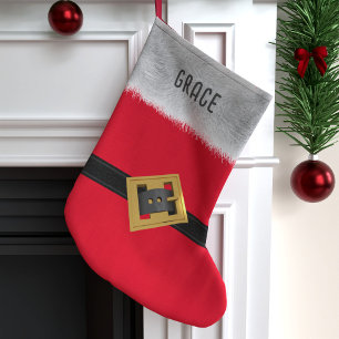 Rode Santa pak riem monogrammed Traditioneel Kinde Grote Kerstsok