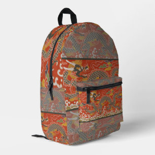 Rode Satijn Brocade met Cloud Chinese Dragon Bedrukte Rugzak