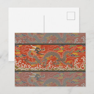Rode Satijn Brocade met Cloud Chinese Dragon Briefkaart
