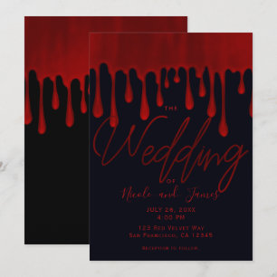 Rode Satijnen Druppels Druppelend Bloed Halloween  Kaart