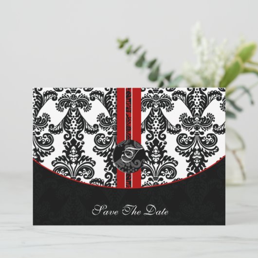 rode save the date aankondiging (Staand voorkant)