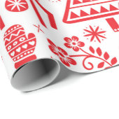 RODE SCANDINAVIAIRE CHRISTMAS PATTERN VOOR WRAPPIN CADEAUPAPIER (Rol Hoek)
