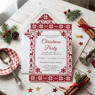 Rode Scandinavische Fair Isle Brei Kerstfeest Kaart