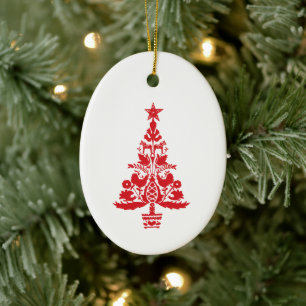 Rode Scandinavische kerstboomkunst Keramisch Ornament