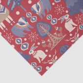 Rode Scandinavische winterrendierkonijn Tissuepapier (Detail)