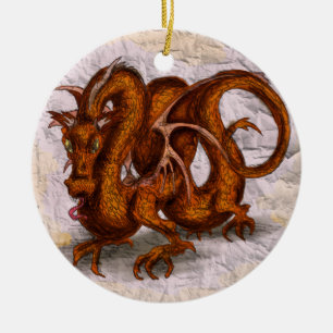 Rode schaal keramisch ornament