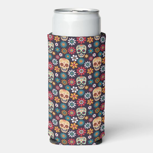 Rode schedel bloempatroon (Seltzer Voorkant)