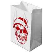 Rode schedel in Santa Hat Medium Cadeauzakje (Voorkant Gekanteld)
