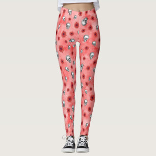 Rode Schedels en Zonnebloem Serie Ontwerp 6 Leggings