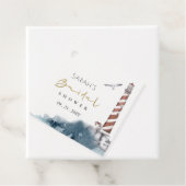 RODE SCHEMERIGE BLAUWE VUURTOREN ZEE BRUIDSSUITE  BEDANKJES LABELS (In situ)