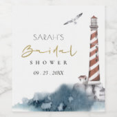 RODE SCHEMERIGE BLAUWE VUURTOREN ZEE BRUIDSSUITE WIJN ETIKET (Enkel label)