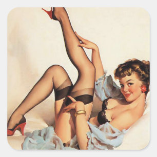Rode schoenen Pin Up Vierkante Sticker