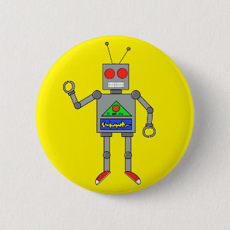 Rode schoenen Robot Yellow Button Pin