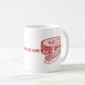 Rode schoenpoetsblik koffiemok (Voorkant rechts)