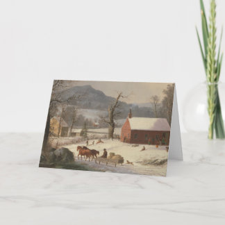 Rode School House (Landschap): Blank Kerstmis Kaart
