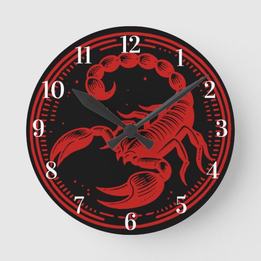 Rode Schorpioen Astrologie Zodiac Teken Schorpioen Ronde Klok (Voorkant)