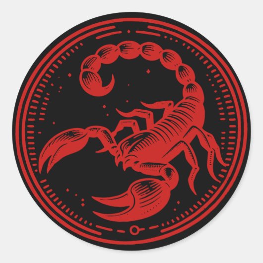 Rode Schorpioen Astrologie Zodiac Teken Schorpioen Ronde Sticker (Voorkant)
