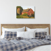 Rode Schuur en Silo Canvas Afdruk (Insitu (Slaapkamer))